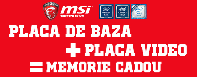 O placa de baza si o placa video MSI din selectie iti aduc cadou o memorie