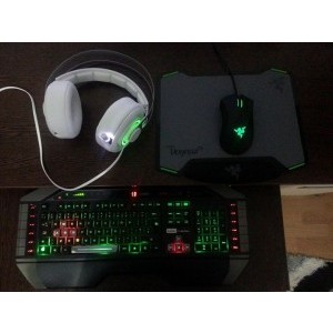 In poza mai aveti si urmatoarele:
- casti > siberia elite
- tastatura > cyborg v7
- mouse >...