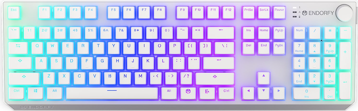 Tastatura Gaming ENDORFY Thock Wireless Onyx White Pudding RGB Kailh Box Red Switch Mecanica