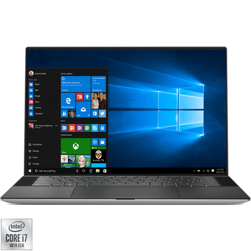 Ultrabook DELL 15.6'' XPS 15 9500, FHD+ InfinityEdge, Procesor Intel® Core™ i7-10750H (12M Cache, up to 5.00 GHz), 8GB DDR4, 512GB SSD, GeForce GTX 1650 Ti 4GB, Win 10 Pro, Platinum Silver, 3Yr BOS