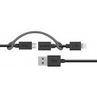 Cablu periferice Belkin USB 2.0 Male tip A - microUSB 2.0 Male tip B - Lightning Male, 0.9m, negru