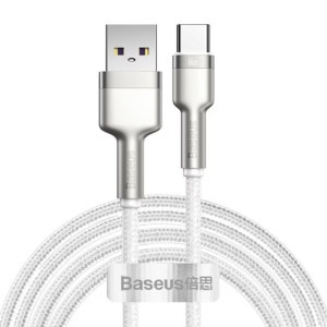 Cablu de date / adaptor Baseus Cafule Metal, USB Male la USB-C Male, 66W, 2 m, White