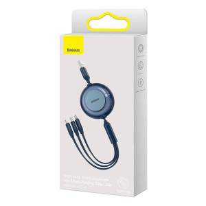 Baseus Bright Mirror 2, USB Male la microUSB Male, Lightning Male, USB-C Male, 1.1 m, Blue