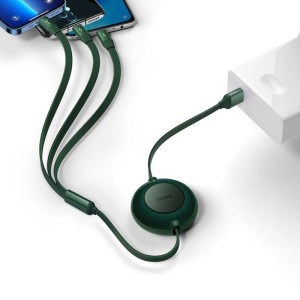 Baseus Bright Mirror 2, USB Male la microUSB Male, USB-C Male, Lightning Male, 1.1 m, Green