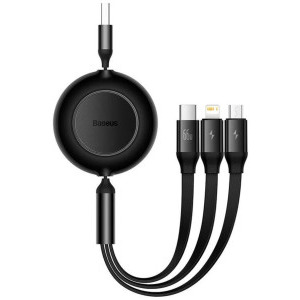 Baseus Bright Mirror 3, USB Male la microUSB Male, USB-C Male, Lightning Male, 1.1 m, Black