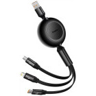 Cablu de date / adaptor Baseus Bright Mirror 3, USB Male la microUSB Male, USB-C Male, Lightning Male, 1.1 m, Black