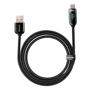 Baseus Display, USB Male la USB-C Male, 66W, 2 m, Black