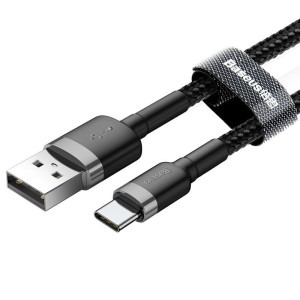Baseus Cafule, USB Male la USB-C, 2 m, Black/Grey