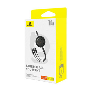 Baseus Free2Draw, USB-C Male la USB-C Male, microUSB Male, Lightning Male, 100W, 1.1 m, Black