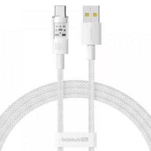 Cablu de date / adaptor Baseus Gem, USB Male la USB-C Male, 1 m, White