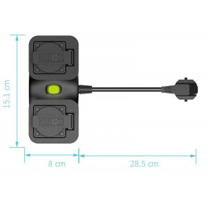Meross Priza inteligenta dubla pentru exterior MSS620HK, Cablu 28.5 cm, Control aplicatie