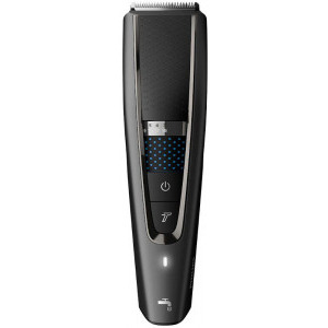 Philips Philips Seria 5000 HC5632/15, Tehnologie Trim-n-Flow Pro, Cap de tuns metalic, Lame otel inoxidabil, 90 min utilizare fara fir, 28 setari lungime, Mod Turbo, Husa de transport, Negru