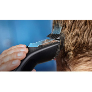 Philips Philips Seria 5000 HC5632/15, Tehnologie Trim-n-Flow Pro, Cap de tuns metalic, Lame otel inoxidabil, 90 min utilizare fara fir, 28 setari lungime, Mod Turbo, Husa de transport, Negru