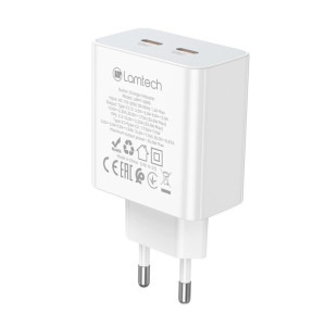 Lamtech LAM113096, QC3.0, PD, 35W, 2x USB-C, White