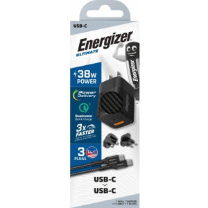 Energizer A38QMUC, 1x USB-C, 1x USB, 38W, cablu USB-C (adaptor US, UK, EU)