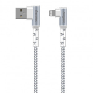 Energizer USB Male la Lightning Male, conector 90 grade, 2 m, White