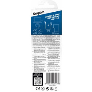 Energizer USB Male la Lightning Male, conector 90 grade, 2 m, White