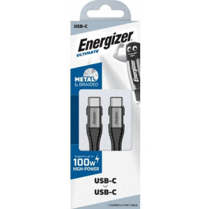 Energizer USB-C Male la USB-C Male, braided nylon, 2 m, Black