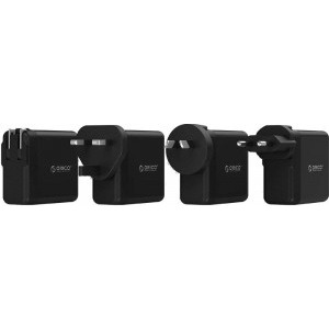 Orico DSP-4U Wall Charger, 4x USB, adaptor UK, AU, EU, Black