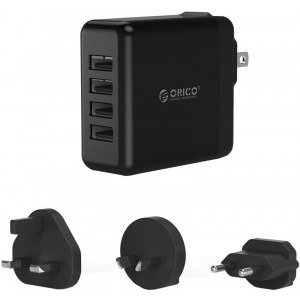 Incarcator retea Orico DSP-4U Wall Charger, 4x USB, adaptor UK, AU, EU, Black