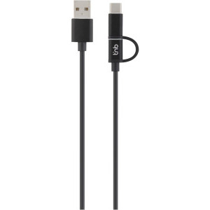 TnB 2-in-1, USB Male la microUSB, USB-C Male, 1 m, Black