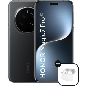 Smartphone Honor Magic7 Pro, 512GB, 12GB RAM, Dual SIM, 5G, 4-Camere, Black + casti HONOR Choice Earbuds X7e Active