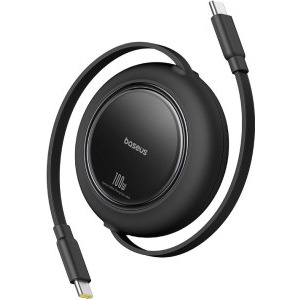 Cablu de date / adaptor Baseus Free2Pull Mini, USB-C Male la USB-C Male, 100 W, Retractabil, 1.5 m, Black