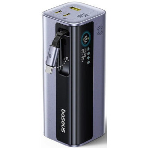 Baseus EnerGeek GR11, 20000 mAh, 1x USB, 2x USB-C, 145 W, Display, Cablu USB-C integrat, Grey