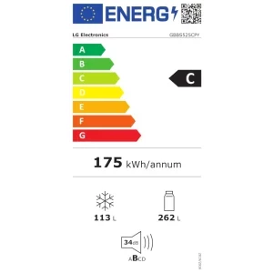 LG GBBS525CPY, 375 L, Clasa C, No Frost, Smart Inverter, AI Fresh, LinearCooling, DoorCooling+, FreshBalancer, FreshConverter, ThinQ, Control electronic, 203 cm, Argintiu