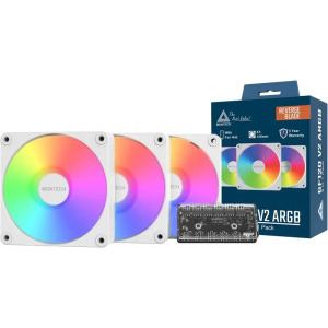 Montech GF120R V2 ARGB Reverse Blade 120mm Three Fan Pack White