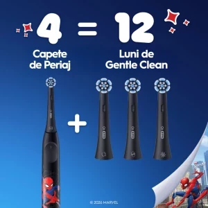 Oral-B Rezerva periuta de dinti electrica iO Kids Marvel Spiderman Negru, 4 buc