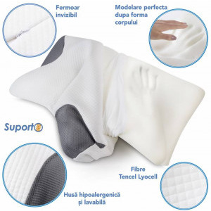 Suporto Set 4x perne ortopedice din spuma cu memorie, cu extensii
