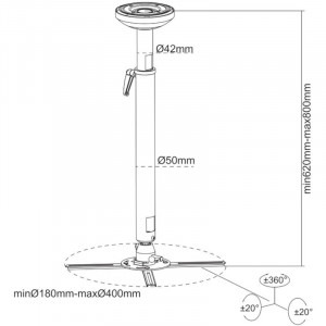 Multibrackets Suport de tavan HD 620 - 800 mm alb