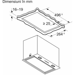 Bosch integrata DLN56AC50, Putere de absorbtie 645 m3/h, Clasa B, 4 trepte de viteza, Iluminare LED, 52 cm, Inox