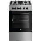 Aragaz Beko FSGT52110DXO, Gaz, 4 arzatoare, Sistem de siguranta, Aprindere integrata, Grill, 50 cm, Inox