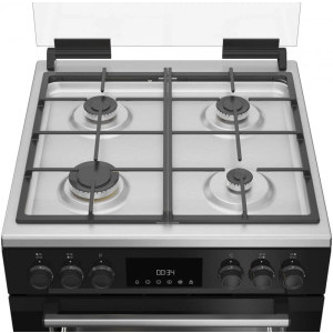 Beko FBSM62530DXMS, Mixt, 4 arzatoare, Sistem de siguranta, Aprindere integrata, Autocuratare catalitica, 3D Cooking, Grill, Clasa A, 60 cm, Inox