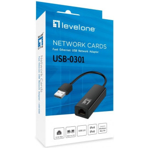 LevelOne 1x USB-A Male - 1x RJ45 Female, Black