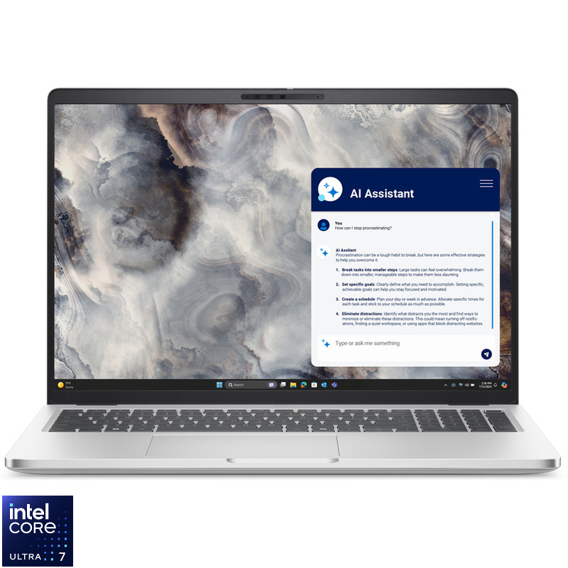 Laptop DELL 16'' Pro 16 Plus PB16250, FHD+, Procesor Intel® Core™ Ultra 7 255U (12M Cache, up to 5.20 GHz), 16GB DDR5, 512GB SSD, Intel Graphics, Win 11 Pro, 3Yr ProSupport