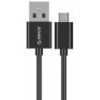 Cablu de date / adaptor Orico ADC-20-V2, USB Male la microUSB Male, 2 m, Black, amperaj maxim suportat 3A