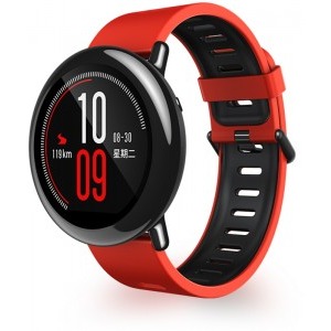 Amazfit Pace, negru, curea silicon rosu-negru, Bluetooth, GPS si senzor HR