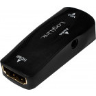 Adaptor Logilink 1x HDMI Female - 1x VGA Female + 1x Jack 3.5 mm Female, negru