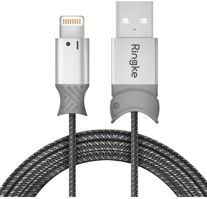 Cablu de date / adaptor Ringke Smart Fish USB Male la Lightning Male, 1.2 m, Grey