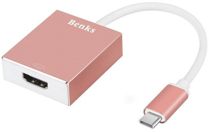 Adaptor Benks 1x USB-C Male - 1x HDMI Female, Rose Gold