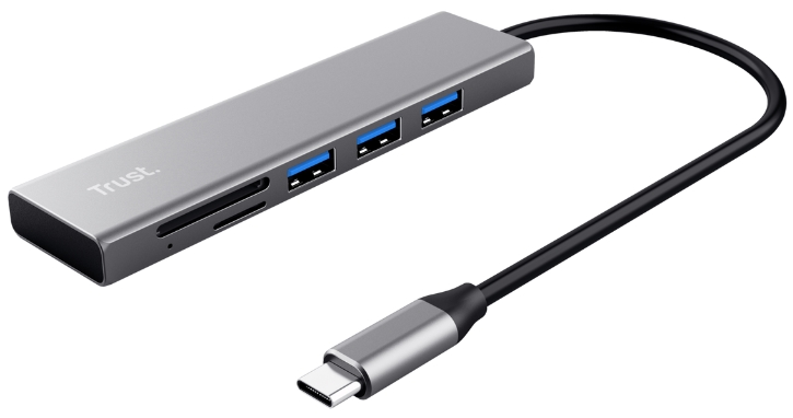 Hub USB Trust Halyx Fast USB-C & Card Reader, 3-port Hub