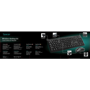 Spacer Tastatura + Mouse Combo SPDS-1100, Wireless, Black