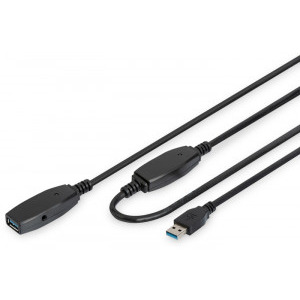 Cablu periferice DIGITUS Extensie USB 3.0 Male tip A - USB 3.0 Female tip A, 15m, negru