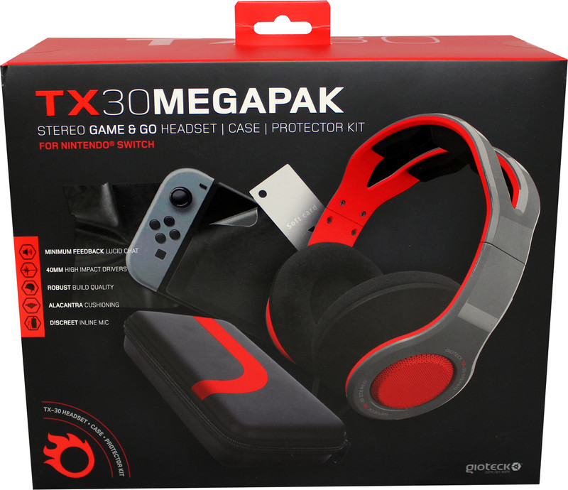 Accesoriu gaming Gioteck TX30 Megapack pentru Nintendo Switch (Casti + Husa + Folie de Protectie)