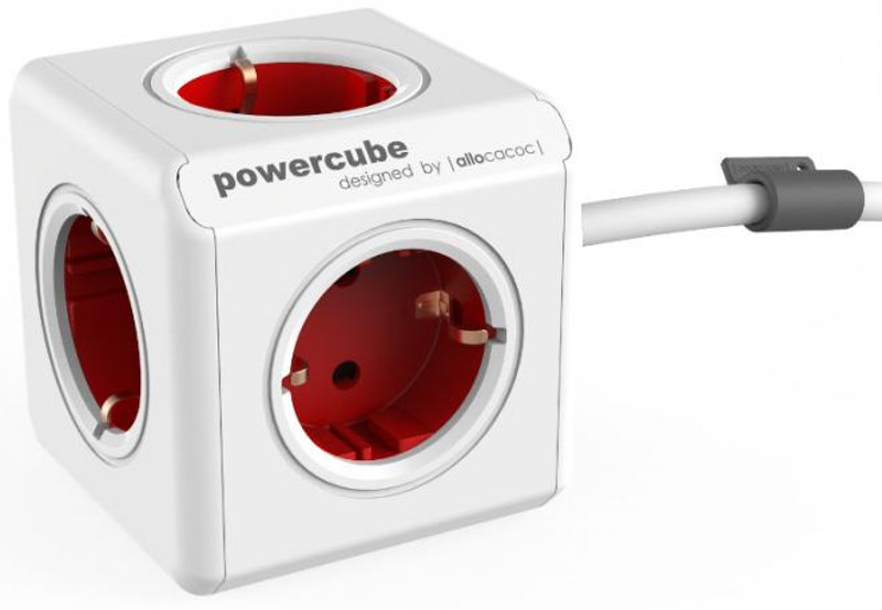 Priza/prelungitor Allocacoc PowerCube Extended 1.5m, 5x Schuko, Red