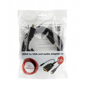 Gembird HDMI Male - VGA Male + Jack 3.5mm Male, 1.8m, negru