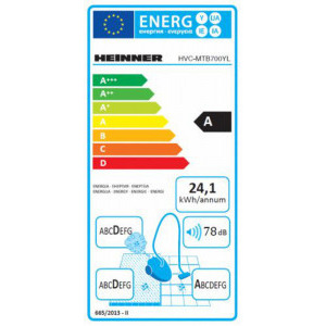 Heinner HVC-MTB700YL, cu sac, 700W, 2L, Galben